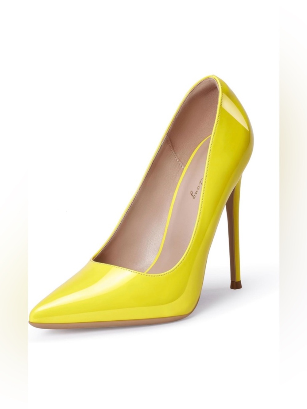 Neon Yellow Patent Pointed Toe Stiletto Pumps 4.7” Heel